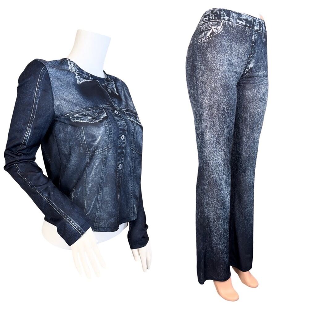 NWT Zara Denim Printed Pantsuit SZ M $89 - Picture 8 of 15